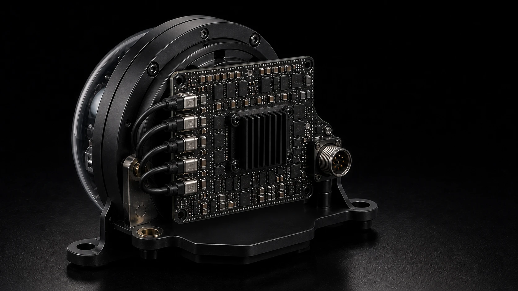 Rear of AR-01 with integrated ultra-high-performance compute and rugged platform connector